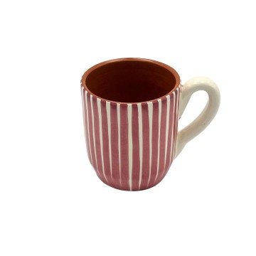 Mug céramique vieux rose lignes - A Loja de Ceramica