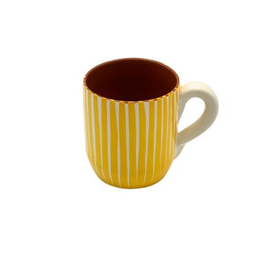 Mug céramique jaune moutarde lignes - A Loja de Ceramica