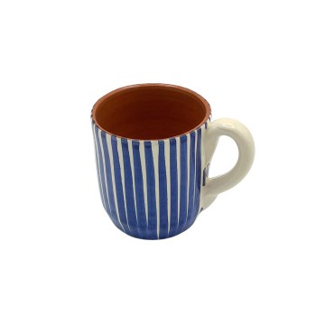 Mug céramique bleu cobalt lignes - A Loja de Ceramica