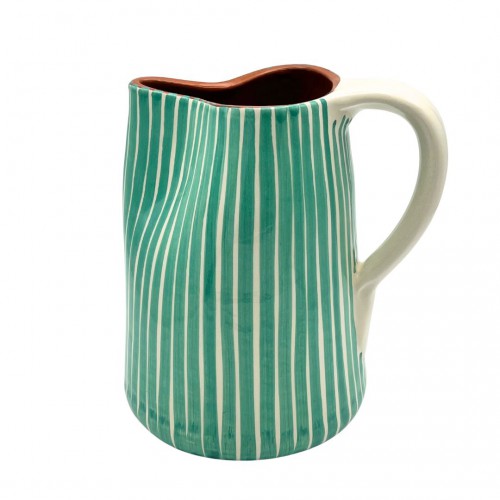 Cruche 1L céramique lignes vert d'eau - A Loja de Ceramica Cruche 1L céramique lignes vert d'eau - A Loja de Ceramica
