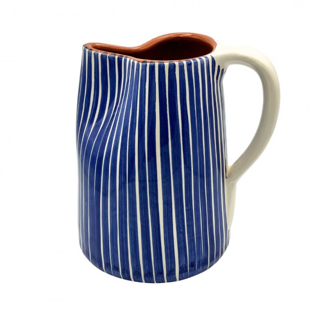 Cruche 1L céramique lignes bleu cobalt - A Loja de Ceramica