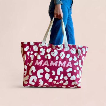 Cabas Family Impact Stories – Mamma – Motif Fleurs – Coton bio GOTS – 48x40x24 cm