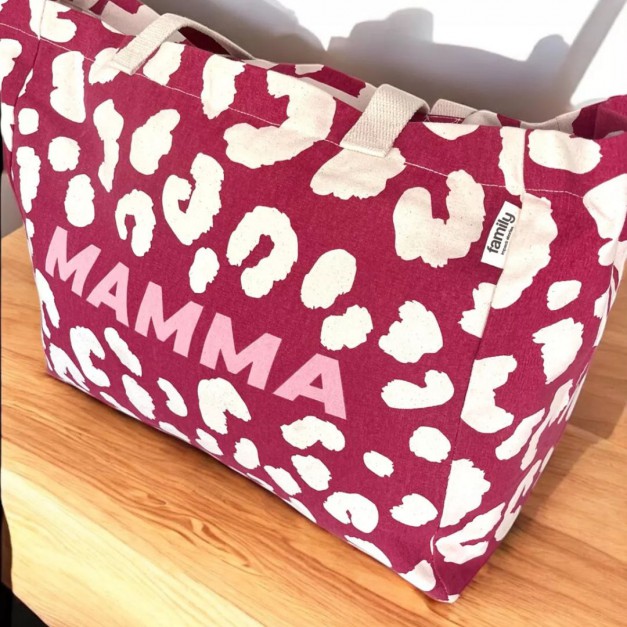 Cabas Family Impact Stories – Mamma – Motif Fleurs – Coton bio GOTS – 48x40x24 cm