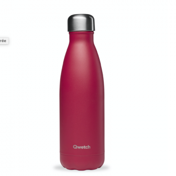 Gourde Isotherme Framboise Mat Qwetch - 12h Chaud, 24h Froid