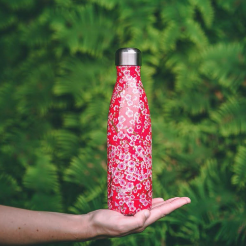 Gourde Isotherme Red Flowers Qwetch - 12h Chaud, 24h Froid Gourde Isotherme Red Flowers Qwetch - 12h Chaud, 24h Froid