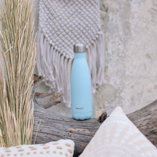 Gourde Isotherme Pastel Bleu Qwetch - 12h Chaud, 24h Froid Gourde Isotherme Pastel Bleu Qwetch - 12h Chaud, 24h Froid