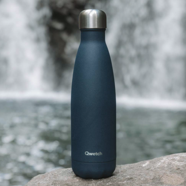 Gourde isotherme Bleu Nuit 12h Chaud 24h Froid - Qwetch