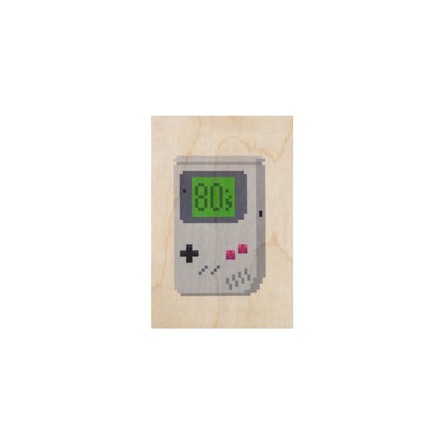 Woodhi carte postale en bois Hello 80s Gameboy