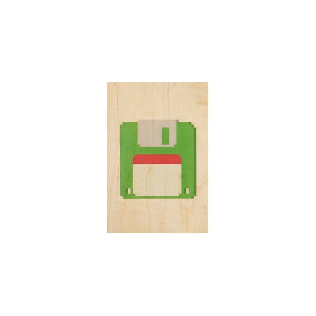 Woodhi carte postale en bois Hello 80s Floppy