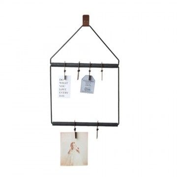 Porte photos en métal noir et bois
